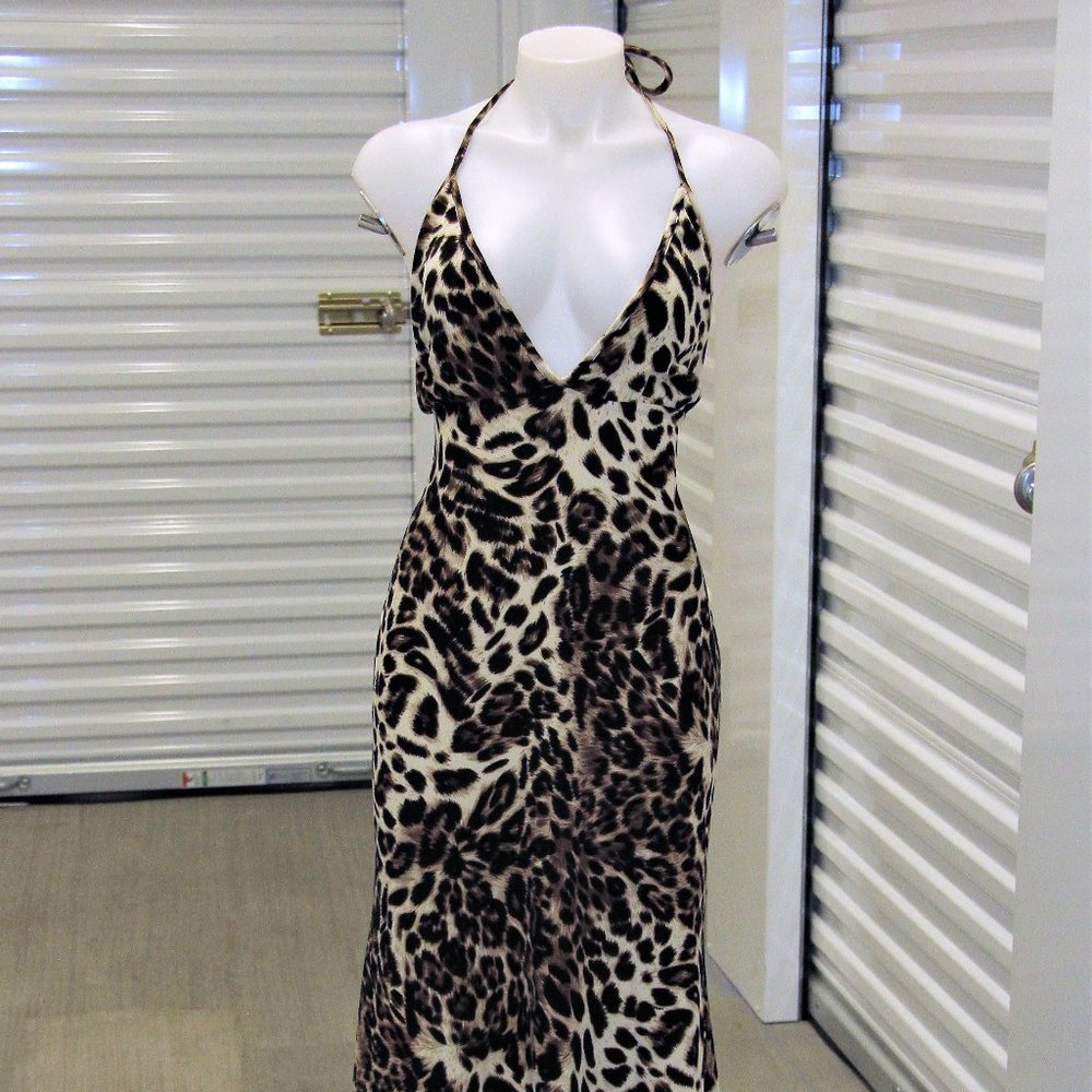 Animal Print Halter Maxi Dress NWT